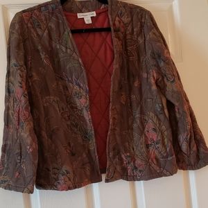 Coldwater Creek Quilted light weight jacket. Size Small Cocoa brown print